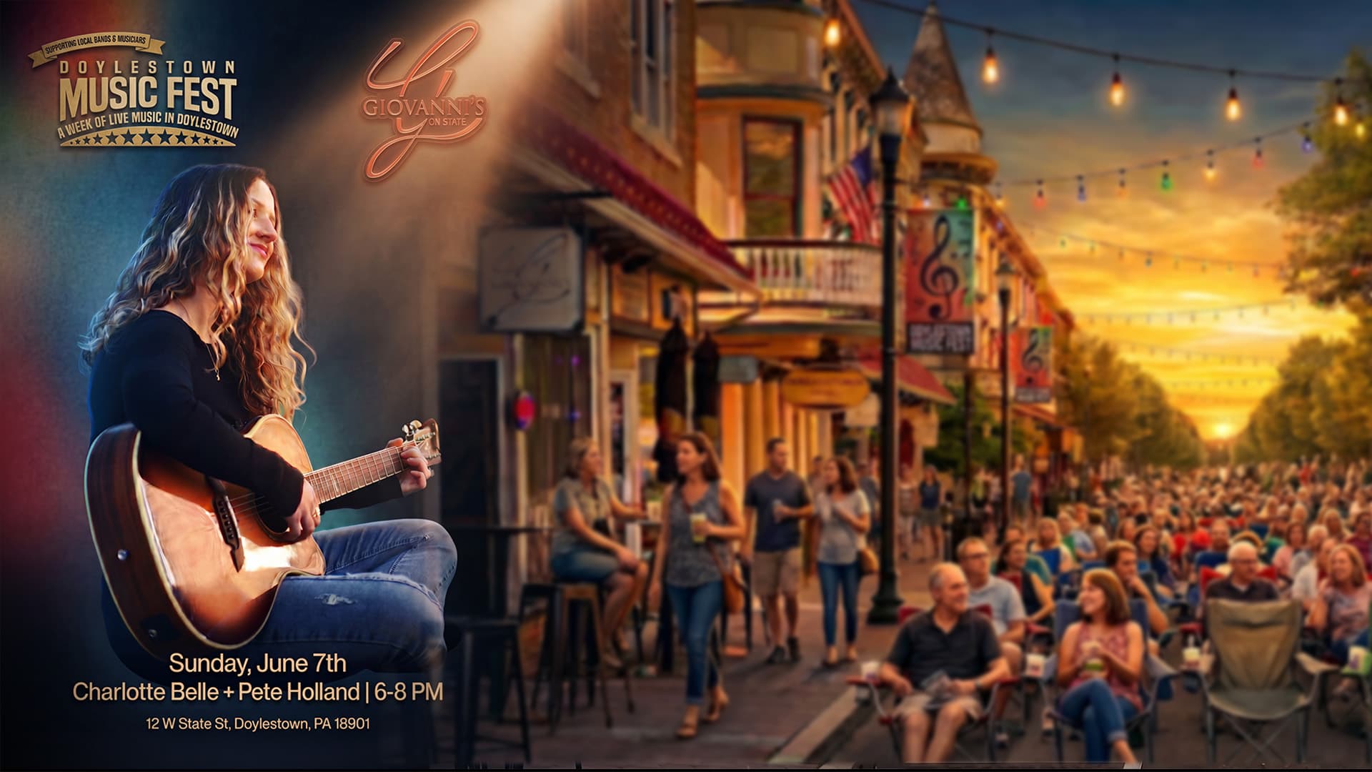 Charlotte Belle + Pete Holland at Doylestown Music Fest, Giovanni's on State — Sunday, June 7, 6–8 PM